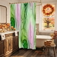 thumbnail image 5 of Green Pink Marble Shower Curtain, Waterproof Shower Curtains for Bathroom, Modern Abstract Luxury Ombre Fluid Art Washable Fabric Bathtub Curtain Set Bath Decor with 12 Hooks Standard 72"x72", 5 of 8