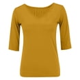 thumbnail image 6 of Sillenn Basic T Shirts Half Sleeve Tee Shirts V Neck Trendy Casual Blouses Dressy Casual T-Shirts Round Neck Fitted Top Tight Casual Basic Tees Basic Fit Tee 1/2 Sleeve Tops for Women Yellow L, 6 of 8