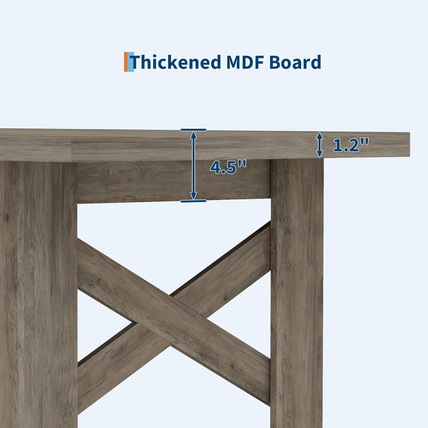 71" Farmhouse Dining Table for 6-8, Large Wooden Table with Thick Frame and Stable Triangular Legs for Kitchen or Office