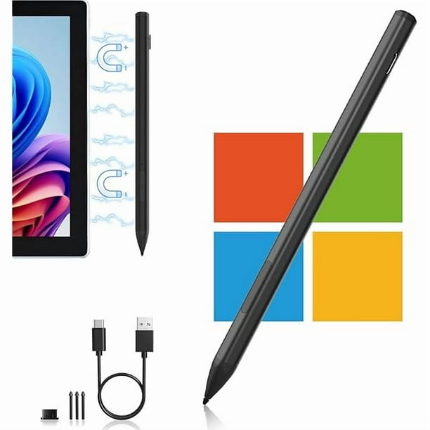 wonima11 Surface Pen (4096 Finest Control, Eraser Key), Surface Pro Pen Stylus for Surface Pro 11/12/9/10/8/X/7/6/5/4/3, Surface Pro Pencil for Surface Go 2/3/4/Book/Laptop/Studio with USB C Charge