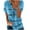 Sky Blue, variant on Moocorvic Women Plus Size Zipper Stripe Print V-Neck Short Sleeve T-shirt Top Blouse