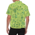 thumbnail image 3 of FINALGANG Mens Short Sleeve Button Up Hawaiian Shirt Leaf Flower Print Collar Casual Beach Vacation Shirt For Summer Outdoor Party Daily Wear Green XXXXL, 3 of 4