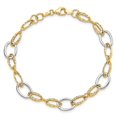 thumbnail image 4 of Diamond2Deal 14K Bicolore Gold Texturé Fantaisie Link Bracelet 7.5inch for Women, 4 of 6