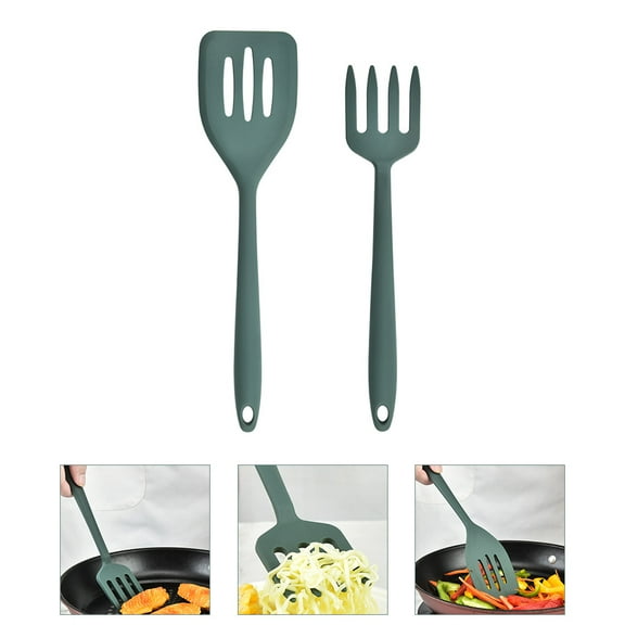 Raindrops Dark Green Non-Stick Silicone Kitchen Utensil Set 1 Set Cooking Tools