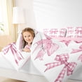 thumbnail image 3 of Erosebridal Girls Cartoon Plaid Bowknot Full Size Comforter Sets 3 Pieces,Vintage Stripes Bowtie Bedding Sets for Teenagers,Pink Reversible,Luxury Bedroom Decor, 3 of 6