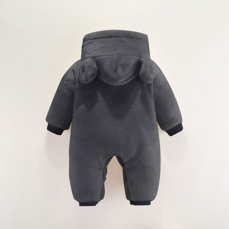 Unisex Baby Boys Girls Bear Ear Hooded Jumpsuit Clothes Winter