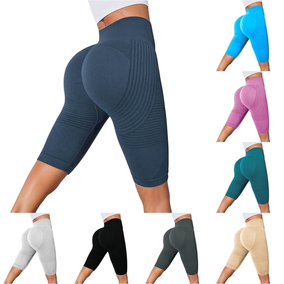 xfsWaSs Biker Shorts for Women Knee-Length Leggings High Waist Lifting Workout Gym Shorts Breathable Stretch Athletic Running Yoga Shorts