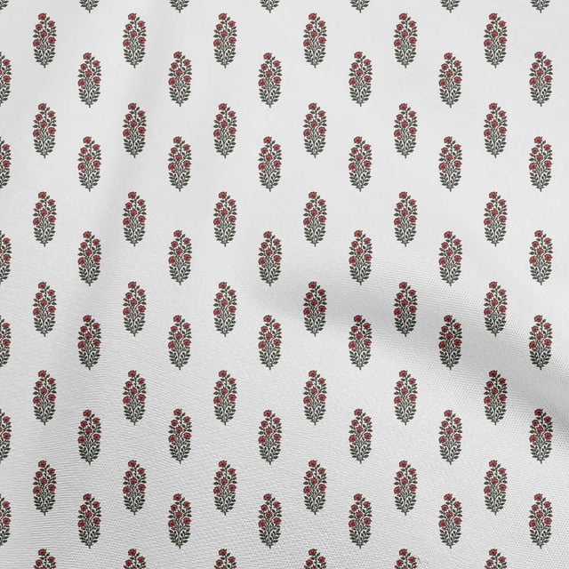 oneOone Georgette Viscose Red Fabric Asian Floral Block Sewing Material Print Fabric By The Yard 42 Inch Wide
