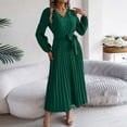 thumbnail image 2 of Wdgfv Ruffle Maxi Dress for Women, Pleated A Line Flowy, Business Casual, Holiday Modest Long Sleeve Smocked Spring, 2 of 6
