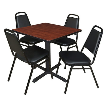 UPC: 0843532074640 | Regency Cain Square Breakroom Table with 4 Stackable Restaurant Chairs