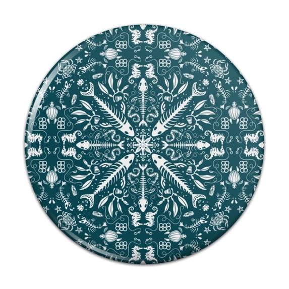 Fish Bones and Plastic Sea Ocean Pattern Pinback Button Pin