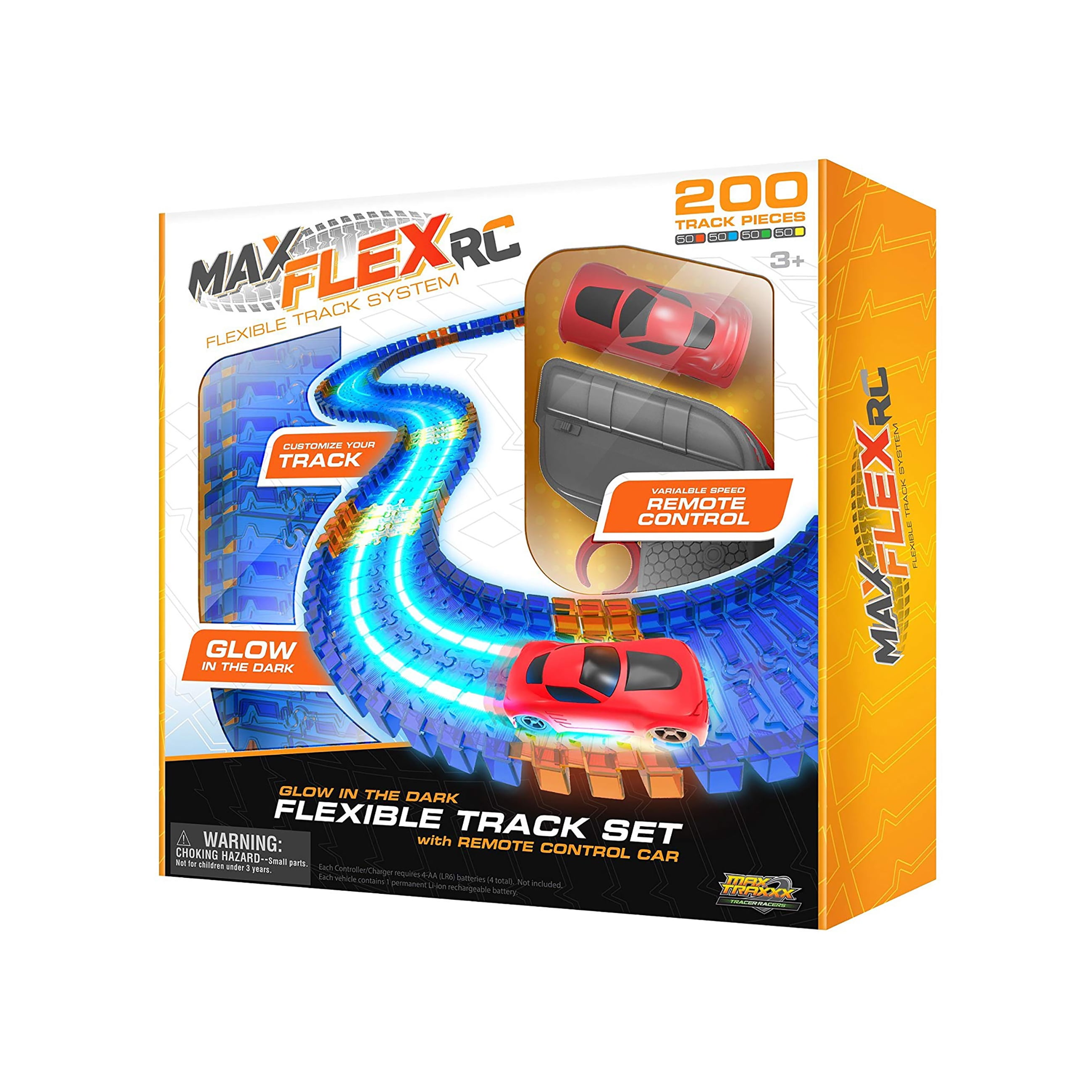 Max Traxxx Max Flexxx R/C Light Trace Technology Glow in the Dark Flexible Track System