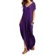 thumbnail image 1 of Vestido a juego con cuello en V, casual, holgado, manga corta, maxi con bolsillo, 1 of 4