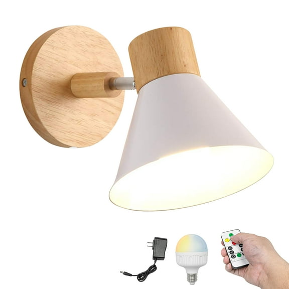 Kiven Battery Operated Wall Sconces, Modern Wall Lights with Rechargeable LED bulb and Iron Shade,Dimmable,Timing（1 Light）