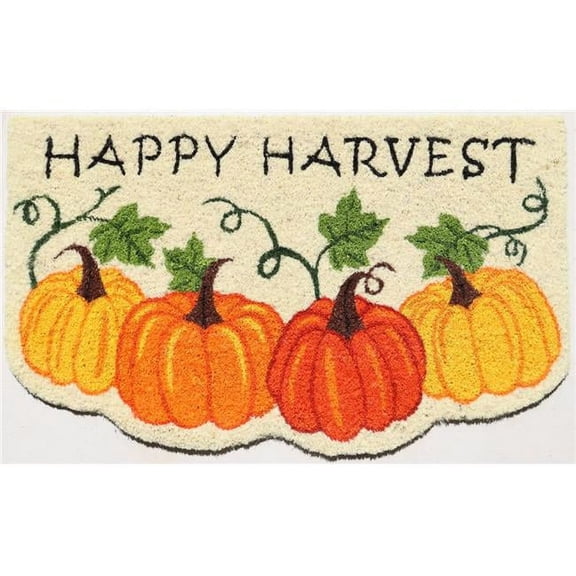 Imports Decor 593PVC 30 x 18 x 0.5 in. Happy Harvest Mat - Beige, Orange & Yellow