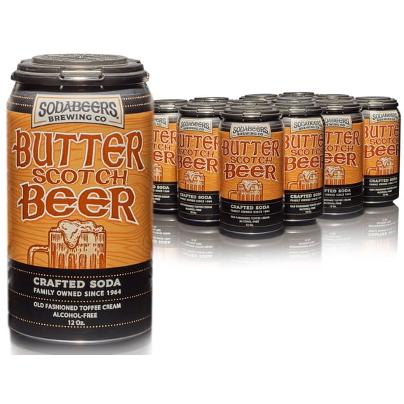 Butterscotch Beer | SodaBeers Brewing Co | Alcohol-Free, Gluten-Free Crafted Sodas Made with Natural Flavors and Real Sugar, Refreshing Fruit Beverages (12 Cans)