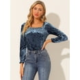 thumbnail image 3 of INSPIRE CHIC Blouse en Velours à Col Carré et Manches Longues pour Femmes, 3 of 6