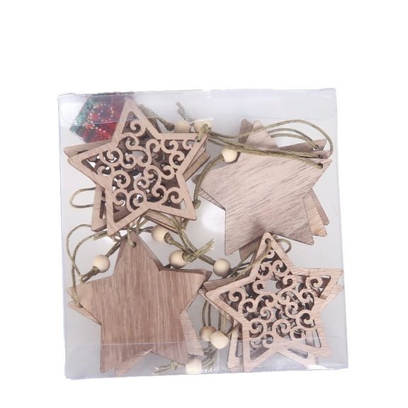 Dengmore 12PC Set Of Christmas Ornaments Wooden Christmas Tree Decoration Pendant DIY Ornaments