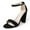 Black Vegan Suede, variant on J. Adams Shirley High Silver Comfortable Heels for Women | Open Toe Ankle Strap Sandal Block Heel Dress Platform