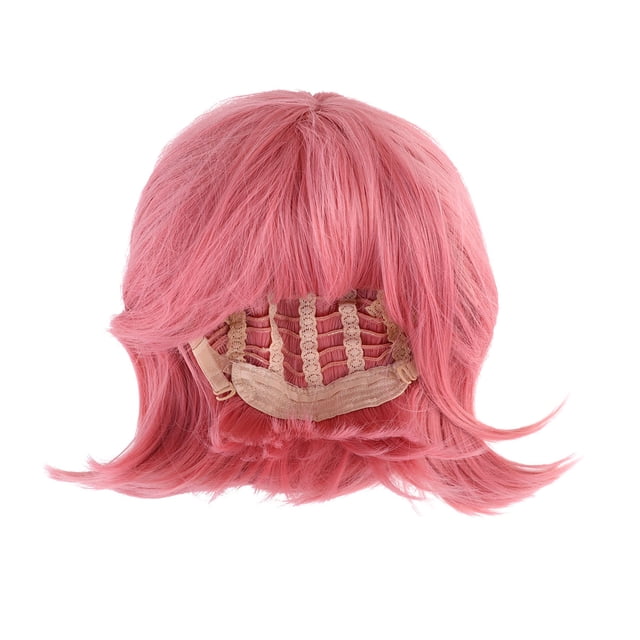 EeaseCA Perruque Cheveux Nets Bang Perruque Bouffante Mode Courte Postiche Colorée Couvre-Cheveux Rose