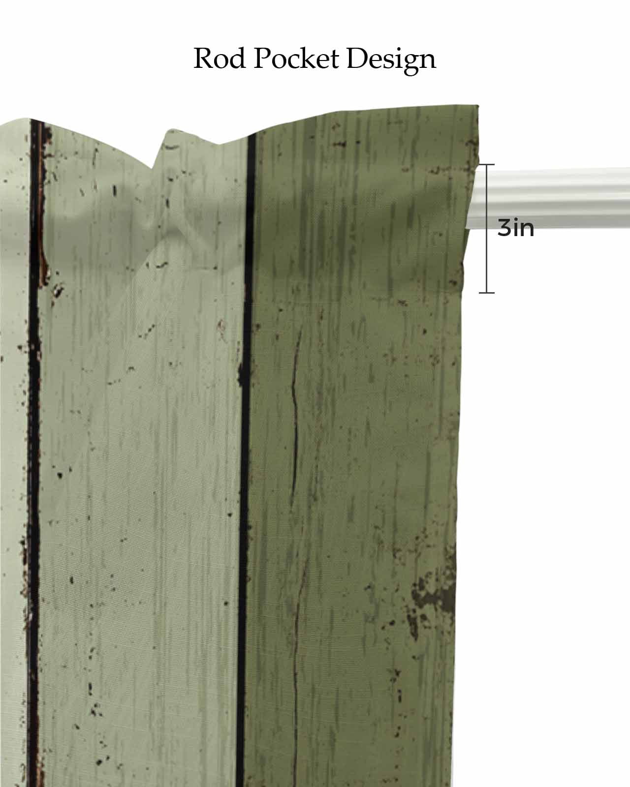 Sage Green Kitchen Valances for Windows Farmhouse Linen Window Valance Curtain for Living Room Window Treatment Farmhouse Wood Grain Vintage Brown Striped Valance Rod Pocket Topper, 42 x 18 Inch