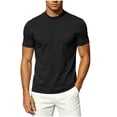 thumbnail image 5 of AKOEE Men's Summer T-Shirts Mock Crew Neck Soft Base Tee Short Sleeve Plain Tshirts Casual Tops Loose Fit (XL, Black), 5 of 8