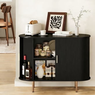 Modern Fluted Sideboard & Buffet Cabinet-Adjustable Shelves, Solid