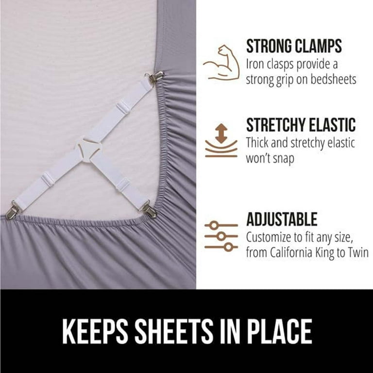 4 PCS Grip Nonslip Bed Sheet Straps, Bed Sheet Holder Straps Sheet