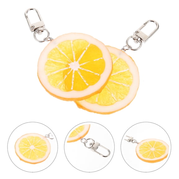 Luxshiny Lemon Pendant Keychain 2Pcs Orange Metal And Plastic For Colleagues Bag Accessory