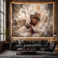 thumbnail image 6 of Woman with Cream White Flowers Portrait Tapestry Wall Hanging, 6 of 7