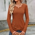 thumbnail image 6 of mihongmao Fashion Deals Clearance Fall Clothes for Women Fashion Clearance Women's Solid Color Knitted Round Neck Pullover Long Sleeved Top,Deals Brown L, 6 of 7