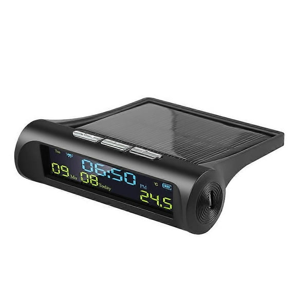 Car Solar Digital Clock with LCD Time Date In-Car Temperature Display for Outdoor Personal Car Part