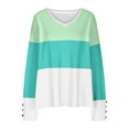 thumbnail image 4 of Womens Long Sleeve Shirts Under $10 YuXingFu Women's Casual V-Neck Color Matching Long-Sleeved Loose Plus Size Tops, 4 of 6