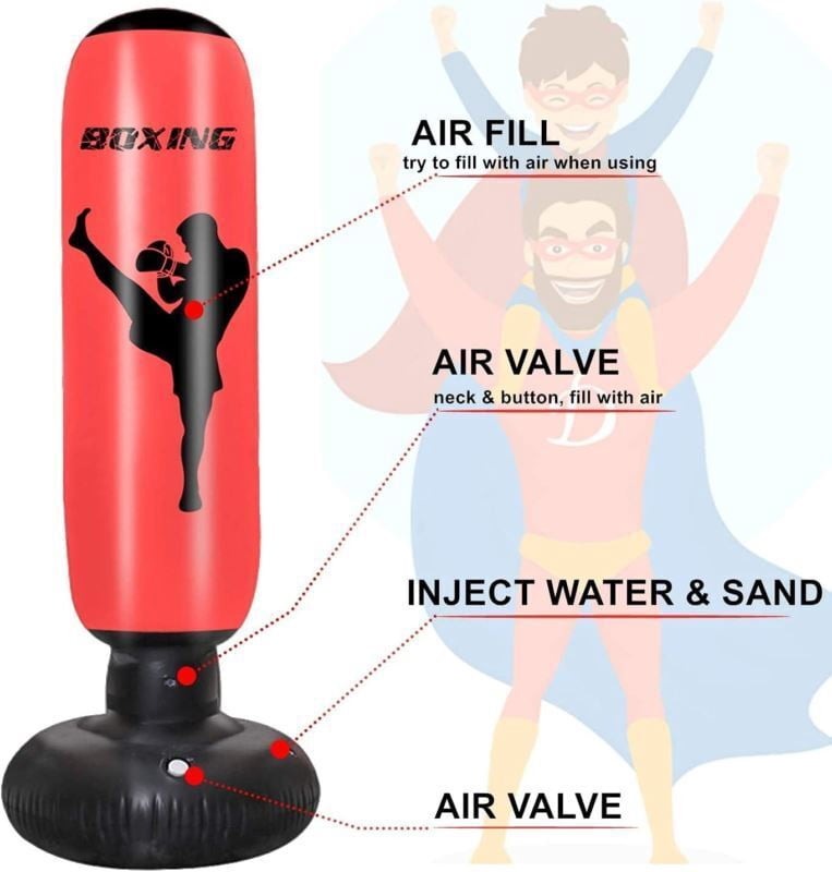 Ambifirner 67 inch Punching Bag for Adults Boxing Equipment: Standing Heavy Bag with Pump for Kid - Freestanding Inflatable Kickboxing Bags