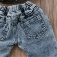 thumbnail image 6 of Kiapeise Little Girl Denim Jeans, Patchwork Pockets Hollow Elastic Band Pant, 6 of 7