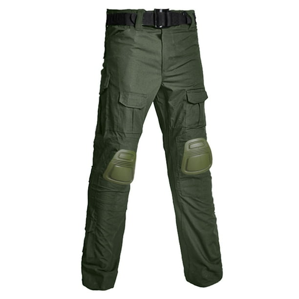 Pantalones largos de moda para hombre, casuales, de color sólido, con bolsillos tipo cargo, tácticos secos, de poliéster y algodón.