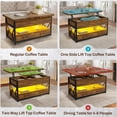 thumbnail image 4 of Lift Top Coffee Table with 2 Drawers and LED Lights, 4 in 1 Coffee Tables with Storage for Living Room, Rustic Brown, 4 of 7