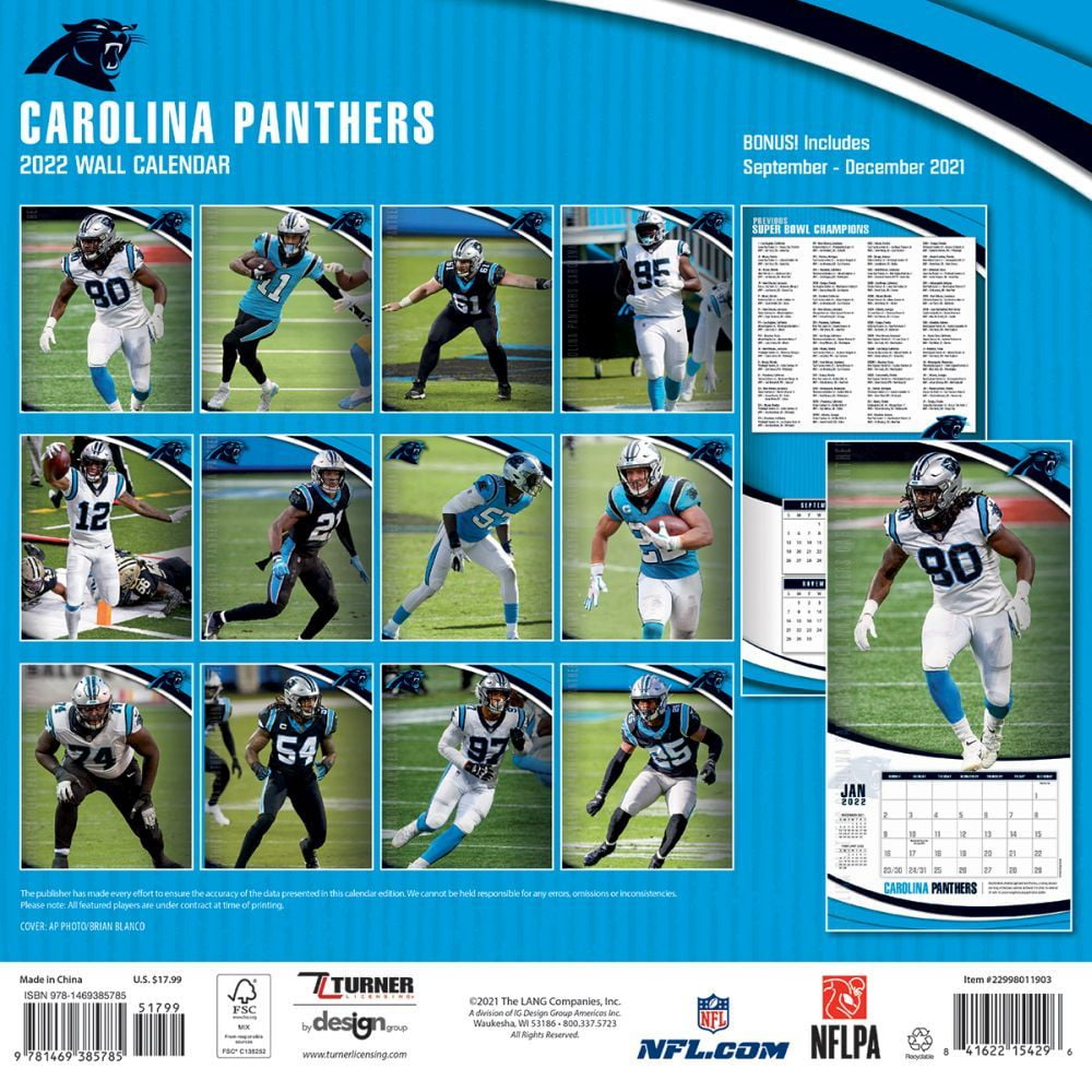 Carolina Panthers 2022 12x12 Team Wall Calendar (Other) 