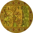 thumbnail image 1 of Ahgly Company Indoor Round Animal Yellow Traditional Area Rugs, 4' Round, 1 of 4