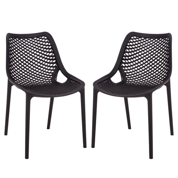 Safavieh Leila Polyethylene Outdoor Dining Side Chair - Set of 2, Black
