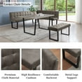 thumbnail image 5 of 3 Piece Dining Table Set with Bench, 42.9 Inch Modern Kitchen Table with Left Seat Corner Bench and 43.3 Inch Bench for Family Dining Room Furniture, 5 of 6