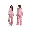 thumbnail image 3 of Mommy and Me Matching Pajamas Bow Santa Print Button Down Long Sleeve Lapel Feather Trim Tops Pants, 3 of 10