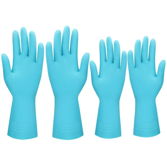 VacYaYa 2 Pairs Reusable Wash Dish Long Household Kitchen Rubber Gloves for Clean(m,l,Blue )