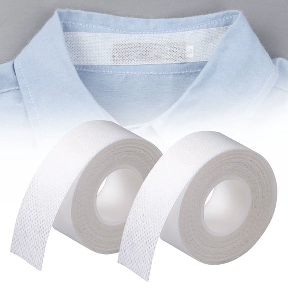 2 Rolls Disposable Collar Protector for Shirts,Self-Adhesive Disposable Shirt Collar Protector Sweat Pads Hat Protector Neck Tape for Invisible Liner for Men Women Against Sweat Stains,1"X9.84Ft