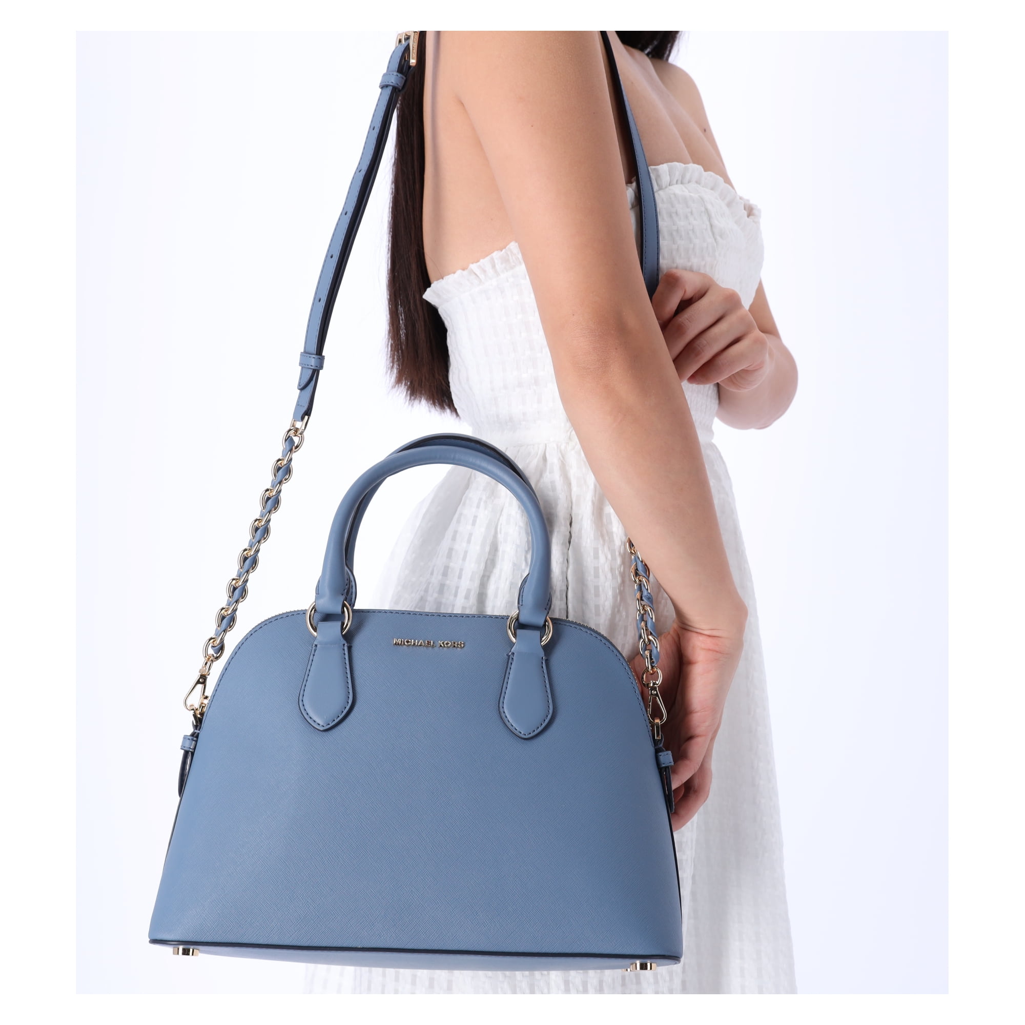 Michael Kors Veronica Medium Dome Satchel Crossbody Denim