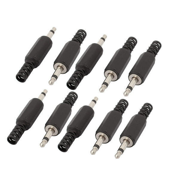 10 Pcs Black Plastic Housing 3.5mm Mono Audio Jack Headphone Connector