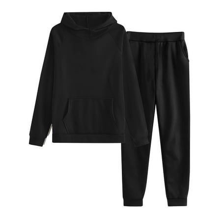 Ltctricy Sweatsuits for Women 2 Piece Casual Long Sleeve Mock Neck Pullover Sweatshirt Jogger Sweatpants Workout Lounge Sets with Pockets(Black X-Large)
