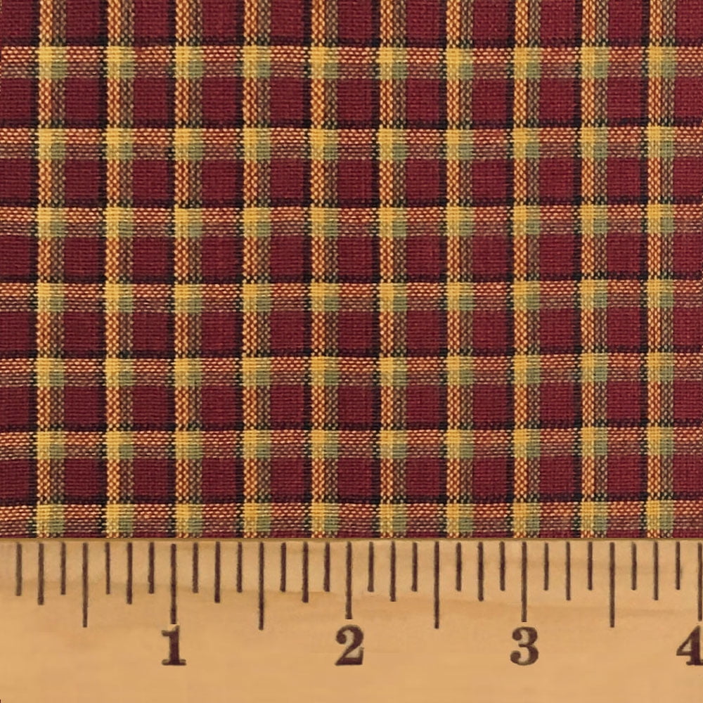 Cotton Homespun Small Plaid Check Sewing Fabric Olive Red Gold Green Taupe  Primitive Check Homespun Fabric Rustic Country Cabin Fabric 