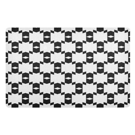 Ryvnso Door Mats Geometrical Black and White Outdoor Indoor Entrance Low Profile Floor Rugs 32"x20" Carpet