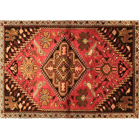 Ahgly Company Indoor Rectangle Persian Orange Traditional Area Rugs, 5' x 8'